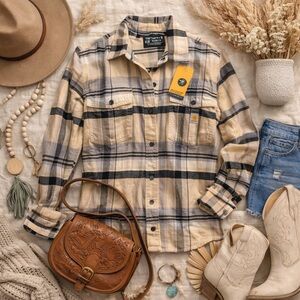 NWT Carhartt Plaid Button Down Relaxed Fit Tencel Fiber Series Size S Flannel